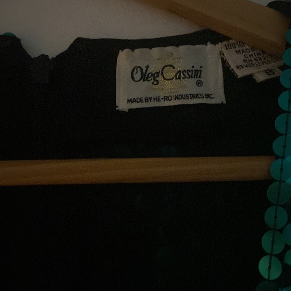 OLEG CASSINI EMERALD SEQUIN DRESS - Picture 3 of 5